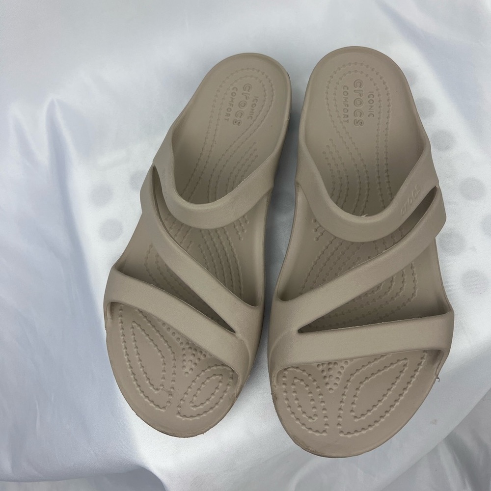 CROCS Kadee Cobblestone Taupe Slide Sandals - Picture 6 of 11